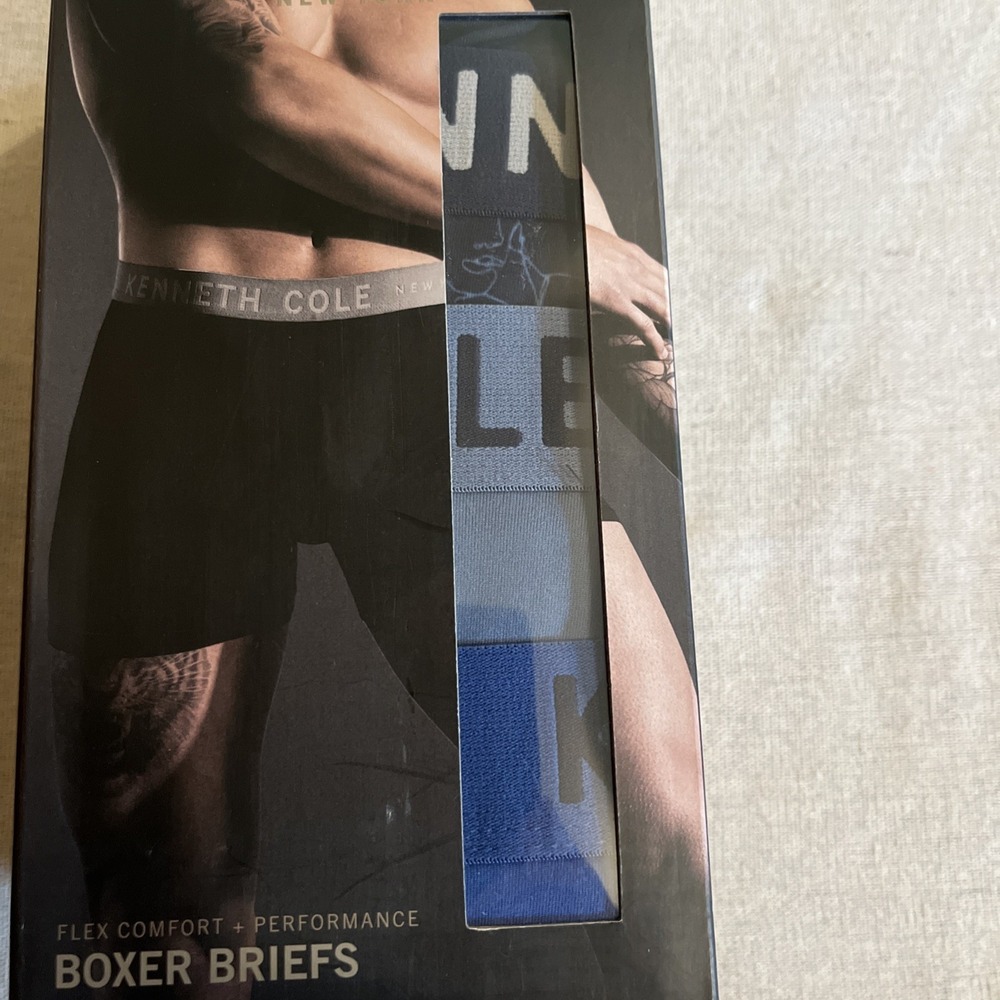 4 Pack KENNETH COLE NY Stretch Polyester & Spandex Logo Boxer Briefs Men's XL